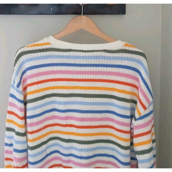 Talbots Multi Stripe V Neck Cardigan Sweater - Picture 7 of 9